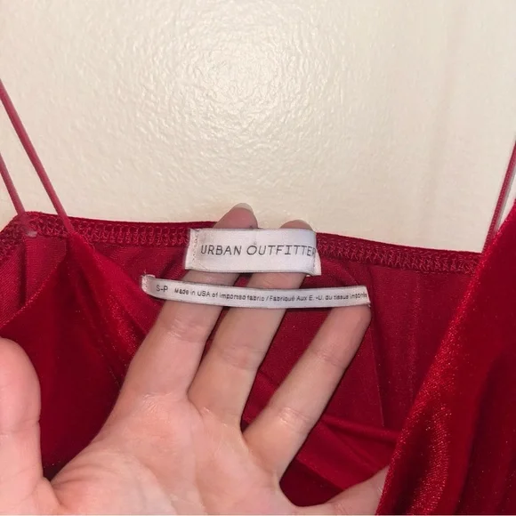 Urban Outfitters Red Velvet Strappy Mini Dress - Picture 2 of 4